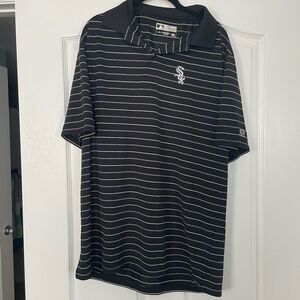 Majestic Black Polo with White Stripes